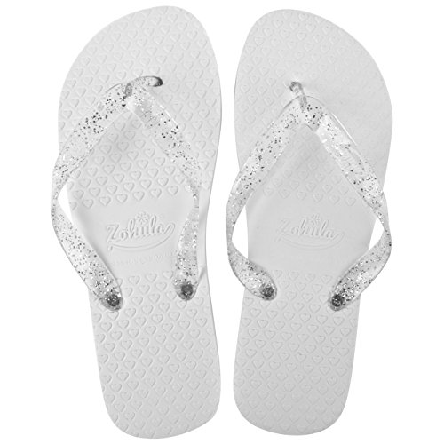 Zohula Blanco tirón boda Chanclas 20 pares Incluyendo Cesta - Tamaños Mixtos- 3 x 35-37, 12 x 38-39, 5 x 40-42