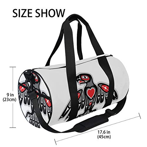 ZOMOY Bolsa de Deporte,Tótem indígena Ave halcón étnico patrón de Motivo aviar sobre Fondo Liso,Nuevo de Cubo de impresión Bolsas de Ejercicios Bolsa de Viaje Equipaje Bolsa de Lona