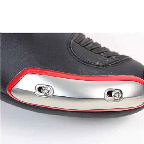 ZOULME Botas de Moto PU Resistente al Desgaste Protección Antideslizante Road Anti-Fall Racing Boots Black Certificado Certificado Motocross Off Road Quad Trail Kart-Rojo_45