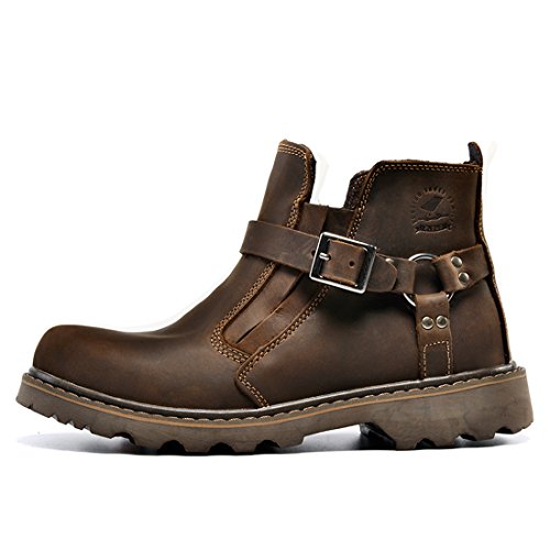 Z.SUO Dos Desgaste de Cuero- Botas para Mujer Botas para Hombre Unisex-Adulto (43 EU, Marrón Oscuro)