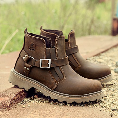 Z.SUO Dos Desgaste de Cuero- Botas para Mujer Botas para Hombre Unisex-Adulto (43 EU, Marrón Oscuro)