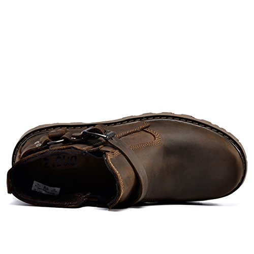 Z.SUO Dos Desgaste de Cuero- Botas para Mujer Botas para Hombre Unisex-Adulto (43 EU, Marrón Oscuro)