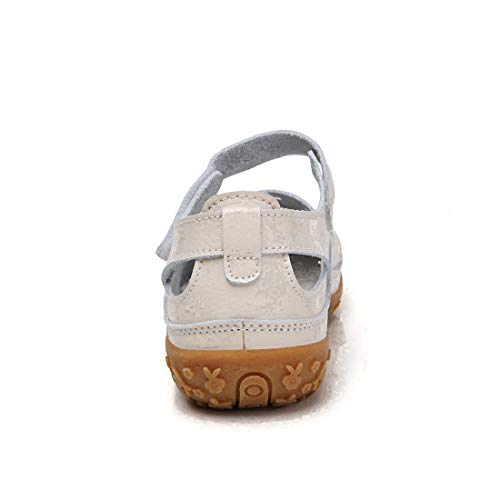 Z.SUO Sandalias Mujer de Cuero Planas Cómodos Casual Mocasines Loafers Moda Zapatos Plano Verano Sandalias y Chanclas(42 EU,Beige)