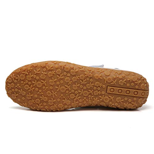 Z.SUO Sandalias Mujer de Cuero Planas Cómodos Casual Mocasines Loafers Moda Zapatos Plano Verano Sandalias y Chanclas(42 EU,Beige)