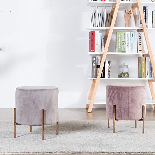 ZTCWS Soft nórdica Sofá heces, heces para el hogar Maquillaje, piernas creadora de Terciopelo Tejido de Baja Puf Taburete de Metal, Tienda de Ropa Cambio Zapatos Bench,Rosado