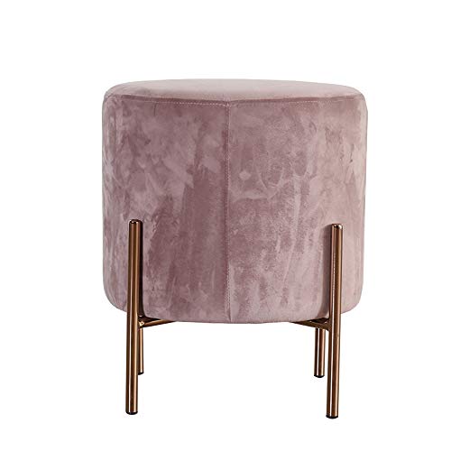 ZTCWS Soft nórdica Sofá heces, heces para el hogar Maquillaje, piernas creadora de Terciopelo Tejido de Baja Puf Taburete de Metal, Tienda de Ropa Cambio Zapatos Bench,Rosado