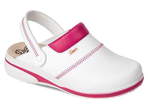 Zueco ANTIbactariano Modelo MAR Blanco-Fucsia Talla 42 Certificado CE EN ISO 20347 Marca DIAN