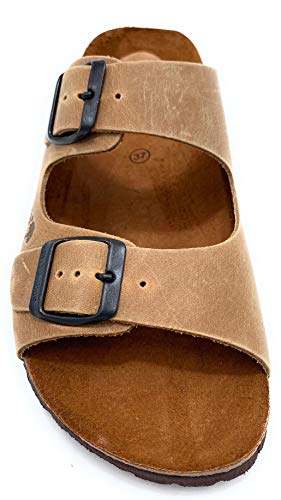 Zueco Bio con Dos Hebillas en Nobuck Camel de Inter Bios,Modelo 7206 Talla 38