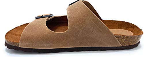 Zueco Bio con Dos Hebillas en Nobuck Camel de Inter Bios,Modelo 7206 Talla 38