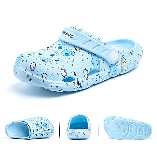 Zueco Niño Muchachas Zuecos de Jardin Niñito Zapatillas de Playa Verano Antideslizante Ligeros Unisex Sandalias Secado Rápido Caricatura E-Azul Claro EU30