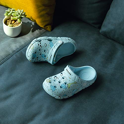 Zueco Niño Muchachas Zuecos de Jardin Niñito Zapatillas de Playa Verano Antideslizante Ligeros Unisex Sandalias Secado Rápido Caricatura E-Azul Claro EU30