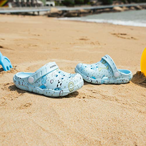 Zueco Niño Muchachas Zuecos de Jardin Niñito Zapatillas de Playa Verano Antideslizante Ligeros Unisex Sandalias Secado Rápido Caricatura E-Azul Claro EU30
