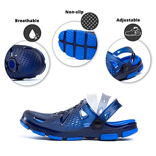 Zuecos Hombre Clogs Sanitarios Zapatillas de Casa Enfermera Trabajo Playa Antideslizantes Sandalias Cocina Jardín Comodos Azul Claro Talla 42