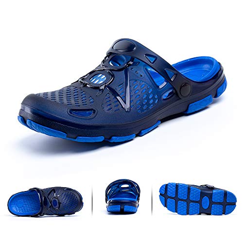 Zuecos Hombre Clogs Sanitarios Zapatillas de Casa Enfermera Trabajo Playa Antideslizantes Sandalias Cocina Jardín Comodos Azul Claro Talla 42