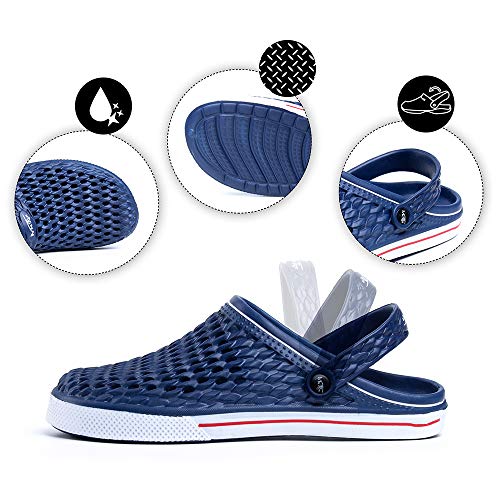 Zuecos Hombre Trabajo Clogs Respirable EVA Sandalias Moda Chanclas Secado Rápido Verano Playa Casuales Clásicas C Azul Tamaño 40