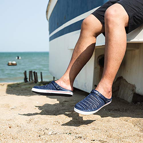 Zuecos Hombre Trabajo Clogs Respirable EVA Sandalias Moda Chanclas Secado Rápido Verano Playa Casuales Clásicas C Azul Tamaño 40