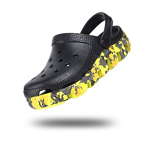 Zuecos Hombre Zapatillas da Jardin Goma Mujer Sandalias Transpirables Pantuflas Playa Verano 2808 Camuflaje-Negro 42