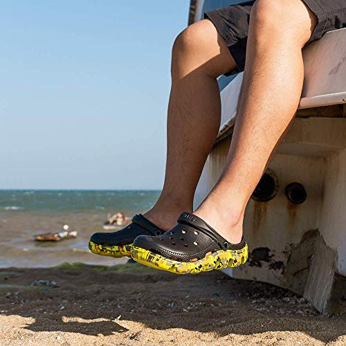 Zuecos Hombre Zapatillas da Jardin Goma Mujer Sandalias Transpirables Pantuflas Playa Verano 2808 Camuflaje-Negro 42