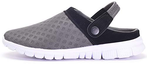 Zuecos Hombres Mujeres Unisex Zapatillas de Playa Sandalias Piscina Vernano Zapatos de Jardín Respirable Malla Casual Pantuflas - Gris Profundo, 37 EU