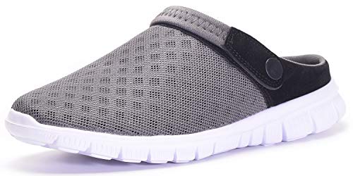 Zuecos Hombres Mujeres Unisex Zapatillas de Playa Sandalias Piscina Vernano Zapatos de Jardín Respirable Malla Casual Pantuflas - Gris Profundo, 40 EU