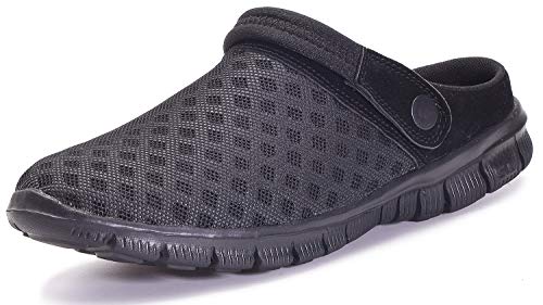 Zuecos Hombres Mujeres Unisex Zapatillas de Playa Sandalias Piscina Vernano Zapatos de Jardín Respirable Malla Casual Pantuflas - Negro, 41 EU