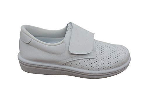 Zuecos Sanitarios Anatomicos en Piel para Hombre, Percla Mod.293 Calzado Made in Spain, Garantia de Calidad. (44, Blanco)