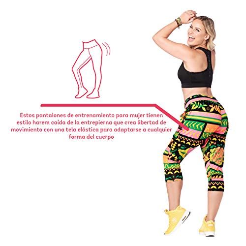 Zumba Capri Pantalon Harem de Entrenamiento Fitness Mallas de Deporte de Mujer, Groovin' Green 0, XS