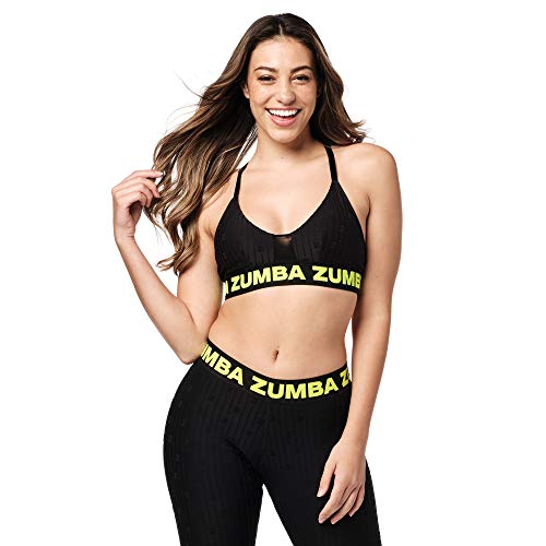 Zumba Dance Bralette Sujetador Deportivo Mujer Fitness Workout Sujetador Deportivo Activo, Black to Basic, M