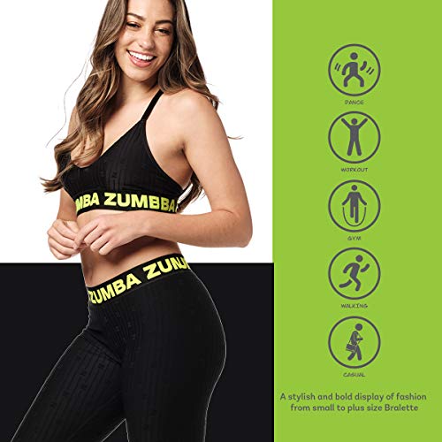 Zumba Dance Bralette Sujetador Deportivo Mujer Fitness Workout Sujetador Deportivo Activo, Black to Basic, M