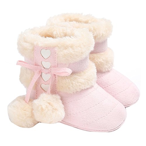 ZUMUii Butterme Baby Caliente Botas De Algodón Suave Antideslizante Soles Lindo Zapatos De Niño para 0-18 Meses Bebé(13CM,Rosa)