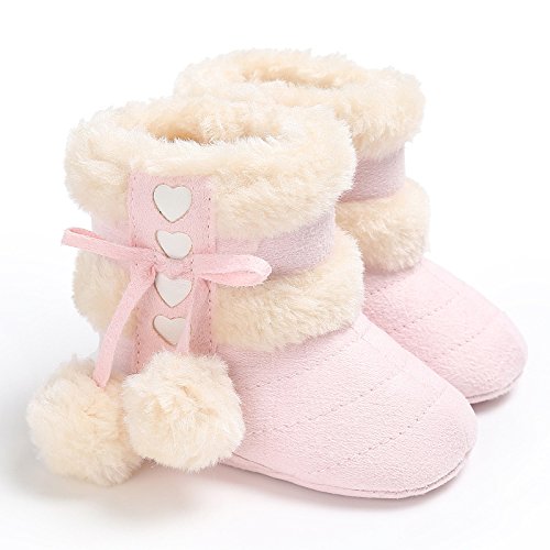 ZUMUii Butterme Baby Caliente Botas De Algodón Suave Antideslizante Soles Lindo Zapatos De Niño para 0-18 Meses Bebé(13CM,Rosa)