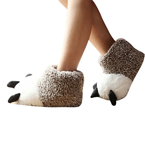 ZUMUii Butterme Unisex Polar Bear Paw Slippers Botas de Felpa de Invierno Cálido Inicio Zapatillas Furry Animal Paw House Zapatillas(Gris,M)