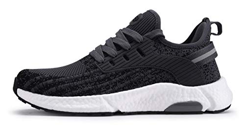 ZUSERIS Unisex Zapatillas para Correr Deportivo Calzados para Correr en Asfalto para Hombre Mujer Outdoor Sneaker Running Casual Gris Oscuro 40EU