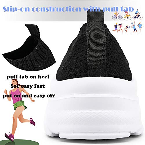 ZUSERIS Zapatillas Deportivas Caminar para Mujer Slip on Calzado de Deporte Zapatos de Correr Running Sneakers Ligeras Zapato Negro 41