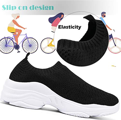 ZUSERIS Zapatillas Deportivas Caminar para Mujer Slip on Calzado de Deporte Zapatos de Correr Running Sneakers Ligeras Zapato Negro 41