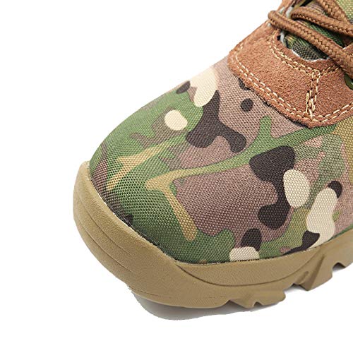 ZZMFC Botas Militares tácticas del ejército Cuero Ligero al Aire Libre con Cordones y Botas de Combate con Cremallera Lateral Botas de montaña Patrol Plus Size,Camouflage-41