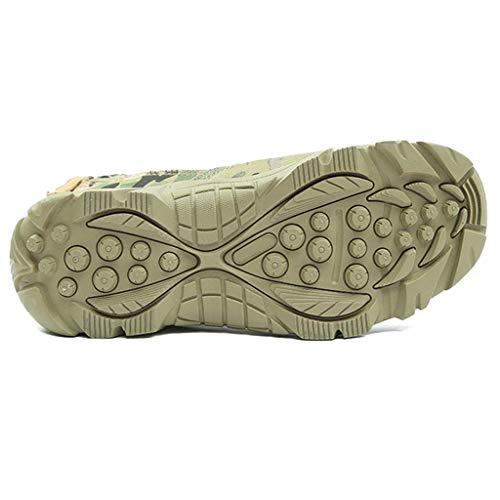 ZZMFC Botas Militares tácticas del ejército Cuero Ligero al Aire Libre con Cordones y Botas de Combate con Cremallera Lateral Botas de montaña Patrol Plus Size,Camouflage-41