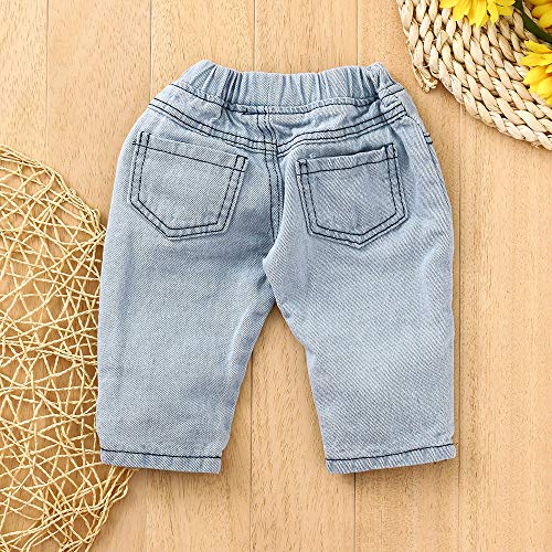 1-5 años Niña Top de Encaje + Rosas Bordadas Vaqueros Tattered Conjunto de Ropa Otoño Invierno