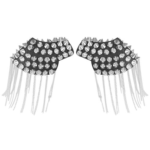 1 Par Tableros De Hombro Charretera Cadena Borla Remache De Plata Punk Rock Insignia