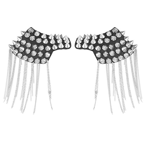 1 Par Tableros De Hombro Charretera Cadena Borla Remache De Plata Punk Rock Insignia