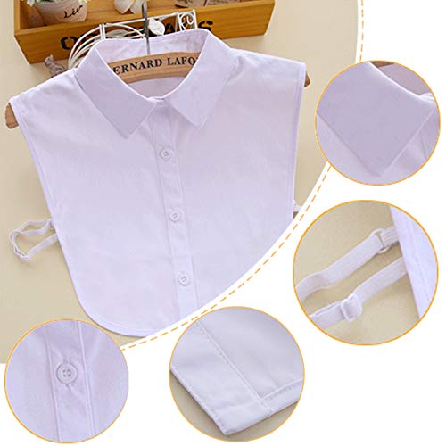 1 Pieza de algodón Blanco de algodón Desmontable Media Camisa Blusa Falso Collar (Blanco)