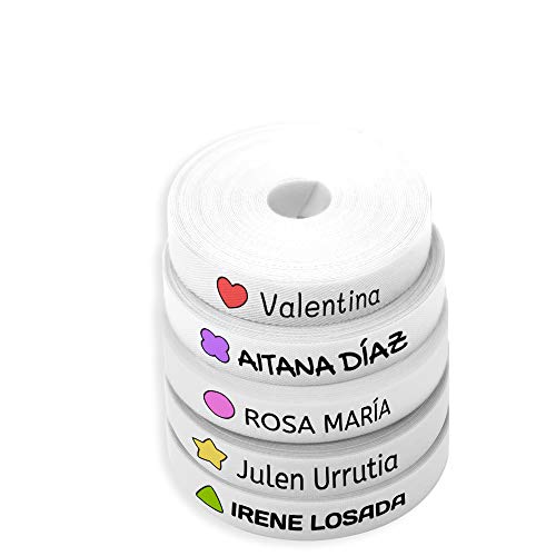 100 Etiquetas Personalizadas para ropa con Icono en Color a seleccionar. Tela Blanca. (Formas)