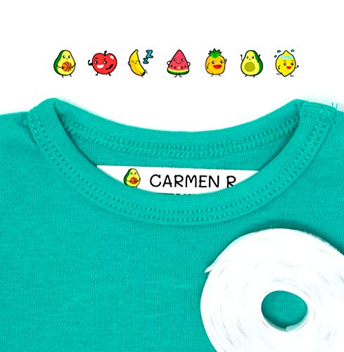 100 Etiquetas Personalizadas para ropa con Icono en Color a seleccionar. Tela Blanca. (Frutas)