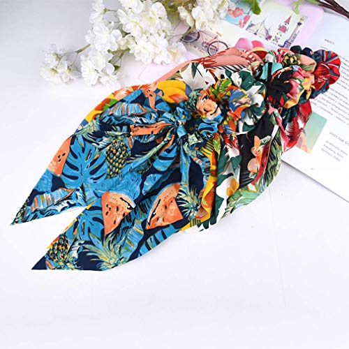 12 Piezas Bufanda para el Cabello Scrunchies de Gasa Floral Scrunchie Bandas para el Cabello Soporte de Cola de Caballo Lazos para el Cabello 2 en 1 Accesorios Vintage para Mujeres y Niñas (Color2)