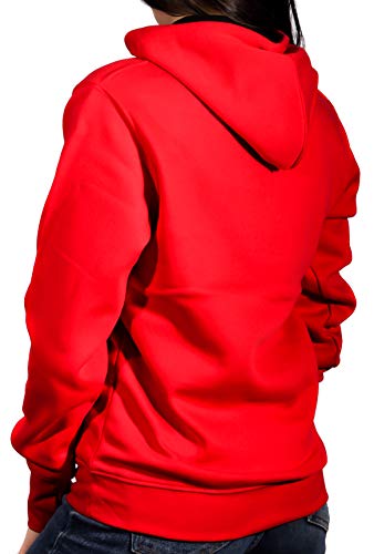 13MW Sudadera Capucha Mujer | Entallada | Algodón | Capucha Bicolor (Rojos, XL)