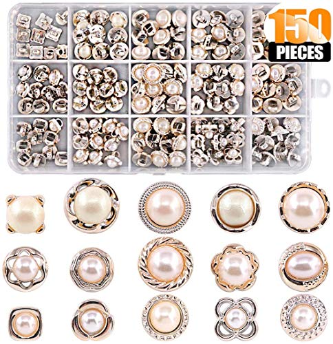 150 Botones de Perlas de Imitación de 15 Estilos, Botón de Costura de Perlas Vintage de 8-10 mm Para Manualidades, Ropa, Trajes Y abrigos, Vestidos de Novia y Proyectos de Bricolaje.