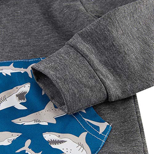 18-24 Meses Sudadera con Capucha Dibujos Animados tiburón pequeños Bebé Niños Bolsillo Tops Manga Larga Traje Deportivo Pantalones Conjunto Atuendo Fiesta Escolar Informal Ropa Diaria para niños