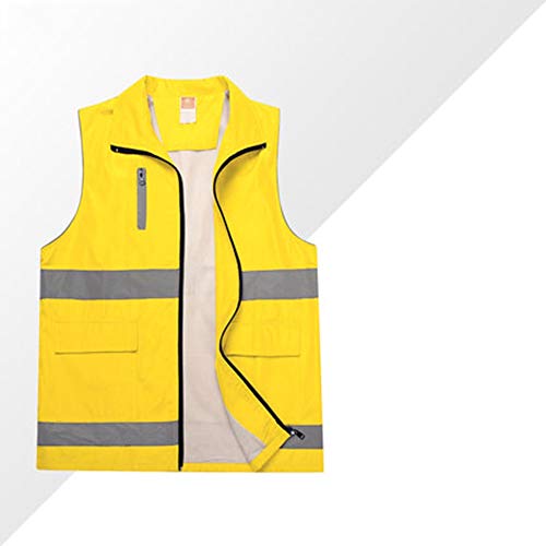 1919 GLJJQMY Chaleco Reflectante con Bolsillo, Cremallera, señoras Masculinas Que Ejecutan Ciclismo en Motocicleta con Alta Visibilidad Chalecos Reflectantes (Color : Yellow)
