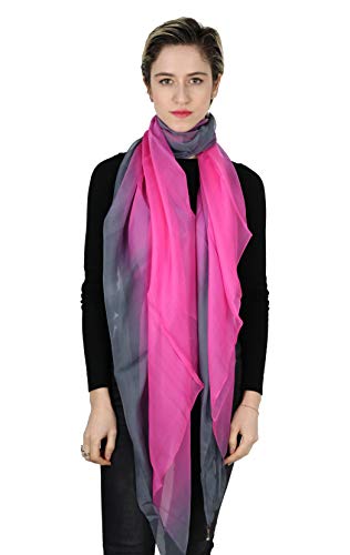 1stAmerican Chiara Aledeschi Foulard/Bufanda 100% Seda para Mujer Fucsia/Grigio Talla única