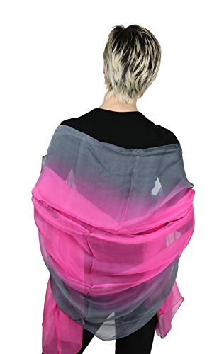 1stAmerican Chiara Aledeschi Foulard/Bufanda 100% Seda para Mujer Fucsia/Grigio Talla única